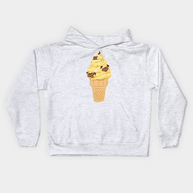 Ice Cream Cone Pugs Kids Hoodie by huebucket